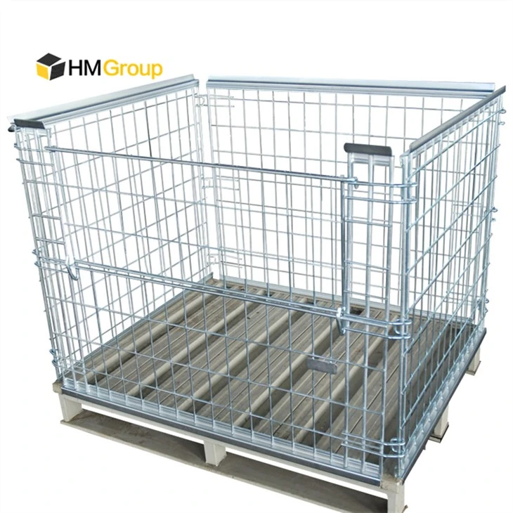Pallet con gabbia in rete metallica
